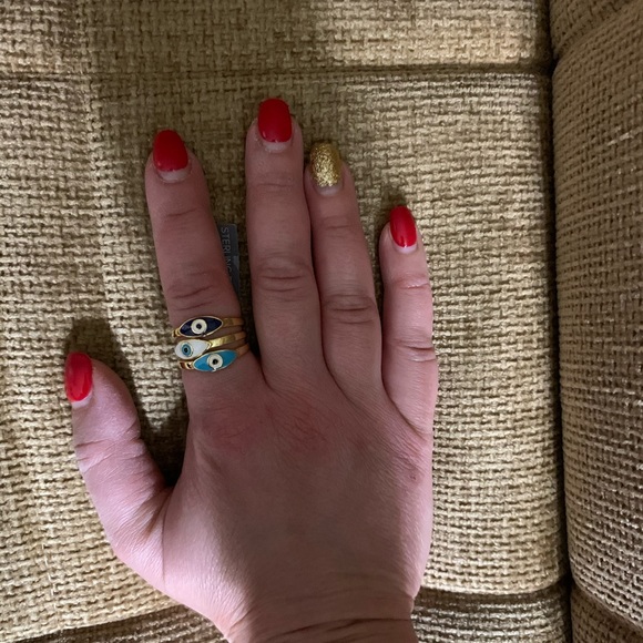 14K Gold Plated Evil Eye 3 Piece Stackable rings! - Picture 3 of 4
